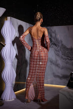 Load image into Gallery viewer, Kieran Rhinestone Mesh Maxi Dress

