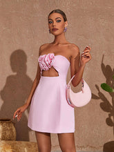 Load image into Gallery viewer, Kinsley Strapless Cutout Mini Dress In Pink
