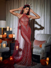 Load image into Gallery viewer, Koa Sleeveless Rhinestone Mesh Maxi Dress
