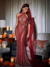 Load image into Gallery viewer, Koa Sleeveless Rhinestone Mesh Maxi Dress
