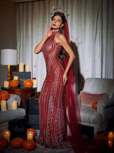 Load image into Gallery viewer, Koa Sleeveless Rhinestone Mesh Maxi Dress
