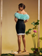 Load image into Gallery viewer, Koda Strapless Fringe Flower Bandage Mini Dress
