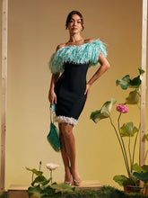 Load image into Gallery viewer, Koda Strapless Fringe Flower Bandage Mini Dress
