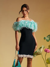 Load image into Gallery viewer, Koda Strapless Fringe Flower Bandage Mini Dress
