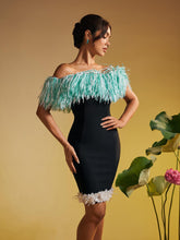 Load image into Gallery viewer, Koda Strapless Fringe Flower Bandage Mini Dress
