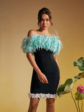 Load image into Gallery viewer, Koda Strapless Fringe Flower Bandage Mini Dress
