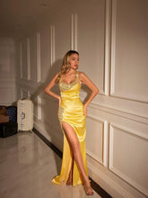 Load image into Gallery viewer, Kolt Rhinestone Patchwork Satin Dress
