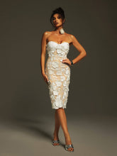 Load image into Gallery viewer, Krystie Strapless Flower Embroidered Midi Dress
