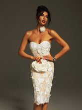 Load image into Gallery viewer, Krystie Strapless Flower Embroidered Midi Dress
