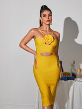 Load image into Gallery viewer, Kyen Flower Cutout Bandage Midi Dress
