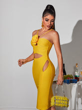 Load image into Gallery viewer, Kyen Flower Cutout Bandage Midi Dress
