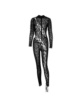 Load image into Gallery viewer, Bopo Lace Up Leopard Printed Mesh Jumpsuit
