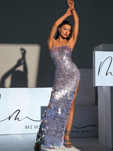 Load image into Gallery viewer, Laszlo Strapless Sequin Split Maxi Dress
