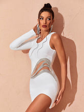 Load image into Gallery viewer, Lathan One Shoulder Bandage Dress In White
