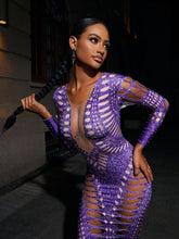 Load image into Gallery viewer, Leocadia Rhinestone Cutout Maxi Dress
