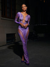 Load image into Gallery viewer, Leocadia Rhinestone Cutout Maxi Dress
