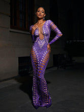 Load image into Gallery viewer, Leocadia Rhinestone Cutout Maxi Dress
