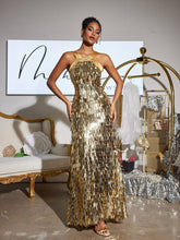 Load image into Gallery viewer, Leosan Bow Sequin Maxi Dress
