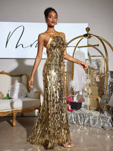 Load image into Gallery viewer, Leosan Bow Sequin Maxi Dress
