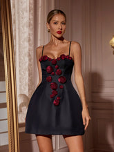 Load image into Gallery viewer, Leshaw Spaghetti Flower Mini Dress
