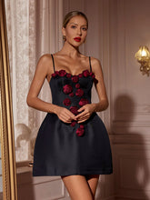 Load image into Gallery viewer, Leshaw Spaghetti Flower Mini Dress
