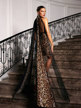 Load image into Gallery viewer, Lieda Leopard Cape Sequin Mini Dress
