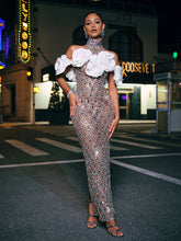 Load image into Gallery viewer, Liora Flower Sequin Crystal Maxi Dress
