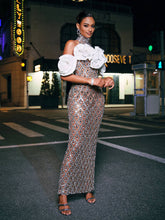 Load image into Gallery viewer, Liora Flower Sequin Crystal Maxi Dress
