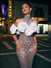 Load image into Gallery viewer, Liora Flower Sequin Crystal Maxi Dress
