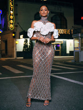 Load image into Gallery viewer, Liora Flower Sequin Crystal Maxi Dress
