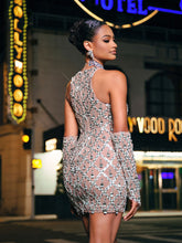 Load image into Gallery viewer, Liora Round Neck Sequin Crystal Mini Dress
