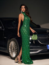 Load image into Gallery viewer, Liora Sequin Crystal Maxi Dress In Green
