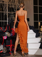 Load image into Gallery viewer, Liwy Strapless Feather Spilt Bandage Dress
