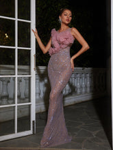 Load image into Gallery viewer, Llewyn Tulle Trimmed Rhinestone Maxi Dress
