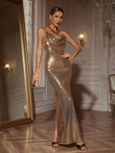 Load image into Gallery viewer, Lloyd Spaghetti Sequin Maxi Dress
