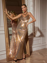Load image into Gallery viewer, Lloyd Spaghetti Sequin Maxi Dress
