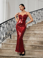 Load image into Gallery viewer, Lorelei Red Flower Sequin Dress
