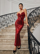Load image into Gallery viewer, Lorelei Red Flower Sequin Dress
