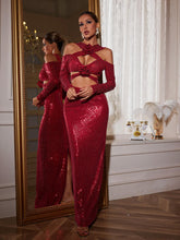 Load image into Gallery viewer, Lowen Flower Cutout Sequin Maxi Dress
