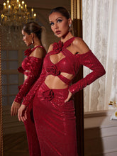 Load image into Gallery viewer, Lowen Flower Cutout Sequin Maxi Dress
