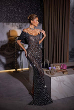 Load image into Gallery viewer, Lucca Rhinestone Mesh Maxi Dress
