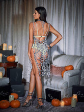 Load image into Gallery viewer, Lycan Spaghetti Cobweb Hollow Dress
