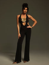 Load image into Gallery viewer, Mackie Halternck Flower Cutout Jumpsuit
