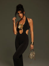 Load image into Gallery viewer, Mackie Halternck Flower Cutout Jumpsuit
