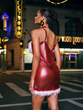 Load image into Gallery viewer, Maëly Halterneck Feather Chainmail Mini Dress
