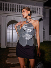 Load image into Gallery viewer, Manik Flower Sequin Mini Dress In Black
