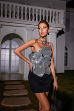 Load image into Gallery viewer, Manik Flower Sequin Mini Dress In Black
