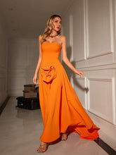 Load image into Gallery viewer, Mariano Strapless Flower Maxi Dress
