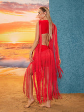 Load image into Gallery viewer, Mariko Fringe Cutout Bandage Dress
