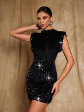 Load image into Gallery viewer, Matisse Shoulder Pad Sequin Mini Dress
